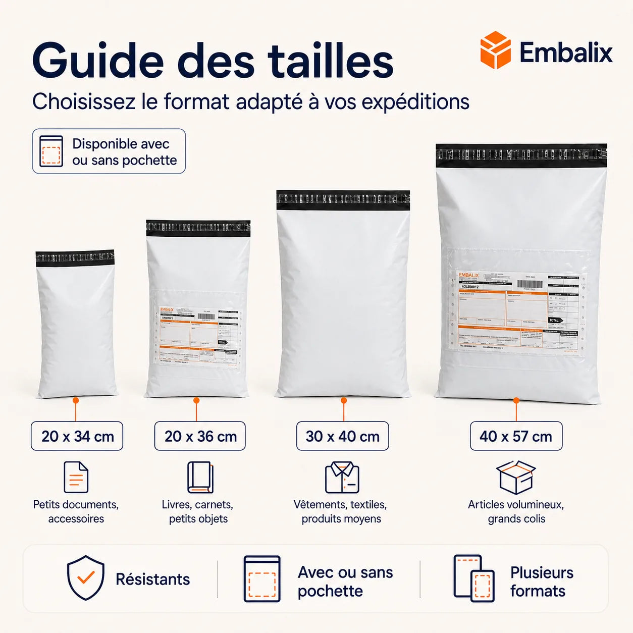 Enveloppes Plastiques pour expédition avec/sans pochette-4