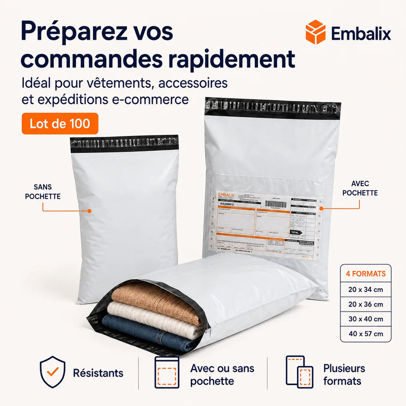 Enveloppes Plastiques pour expédition avec/sans pochette-5