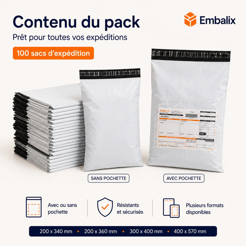 Enveloppes Plastiques pour expédition avec/sans pochette-6