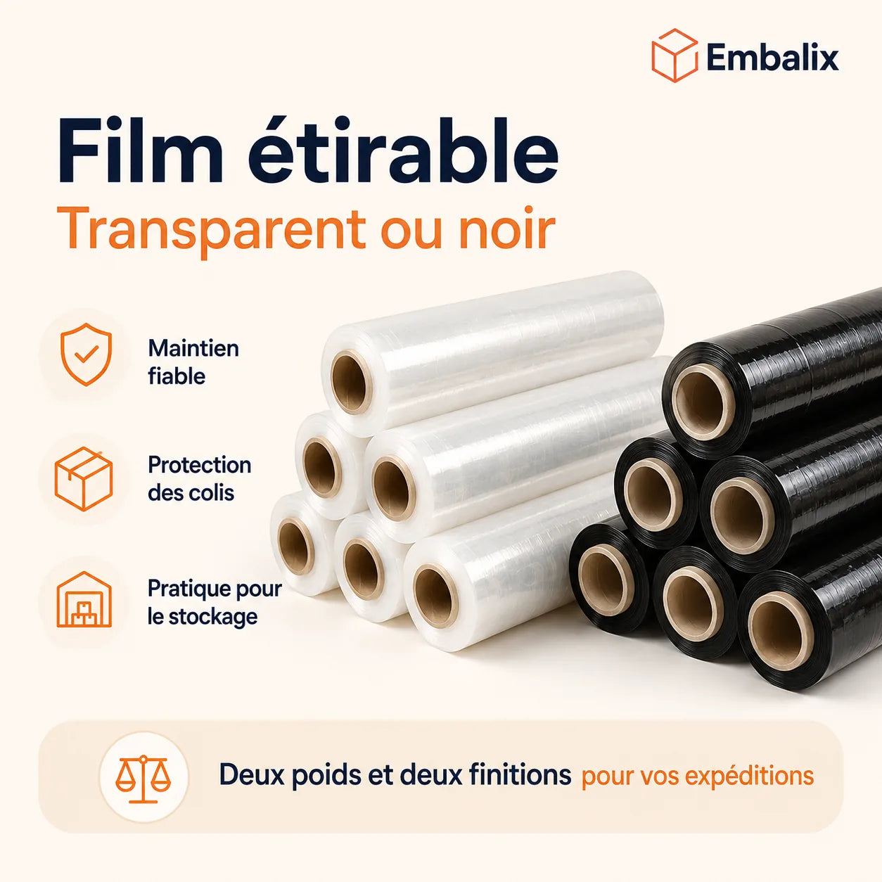 Film étirable transparent et NOIR